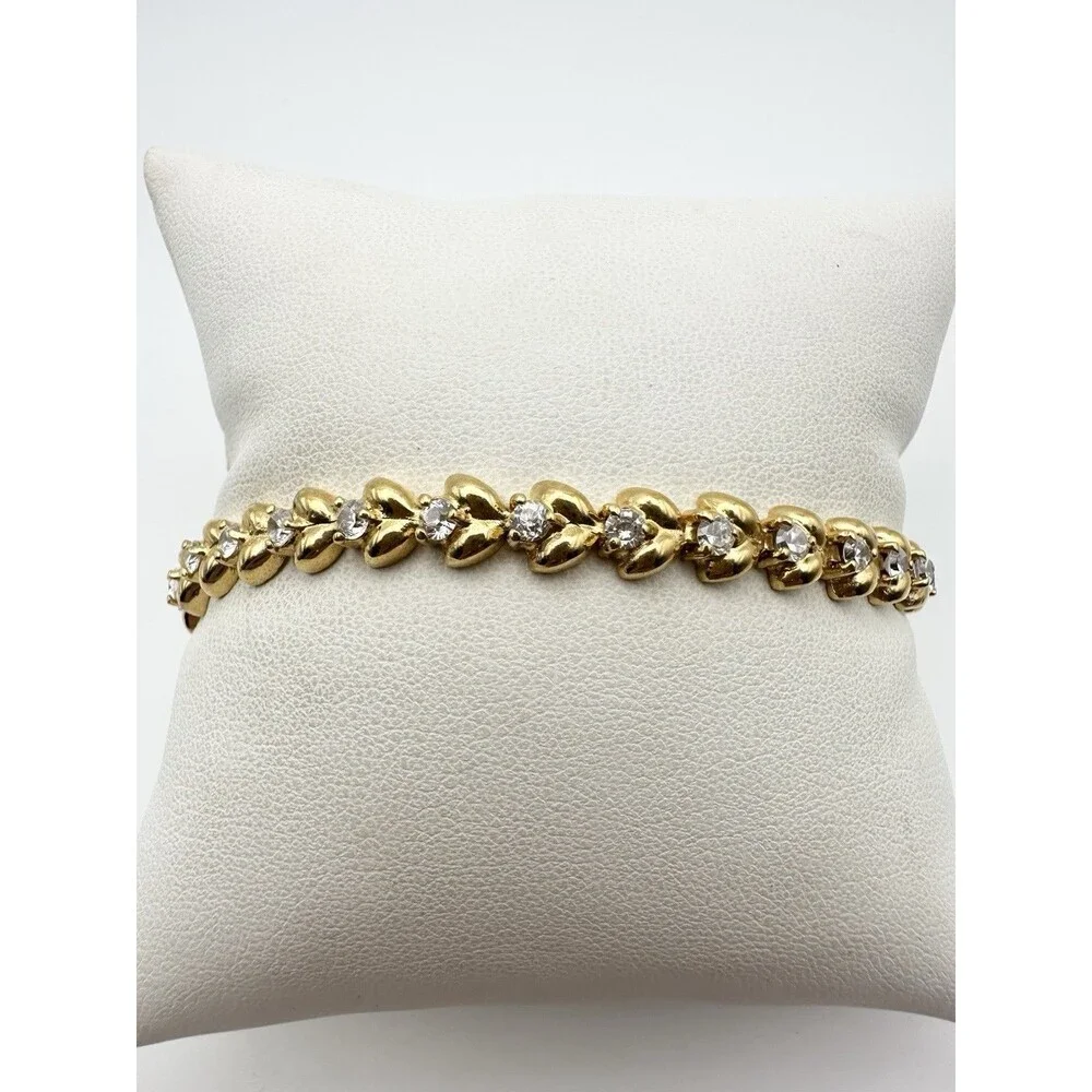 FAS Vermeil Gold over Sterling Silver 925 C Z Tennis Bracelet 7.5-inches